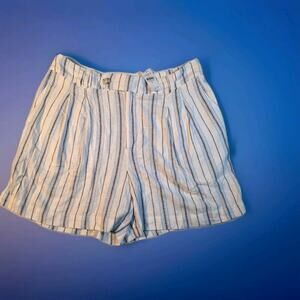 LOFT Outlet Shorts Women’s Size 10 NWT Ivory Blue Brown Stripe Linen Blend